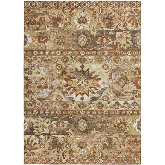 Gold And Saffron Cactus Washable Indoor Outdoor Area Rug Photo 3