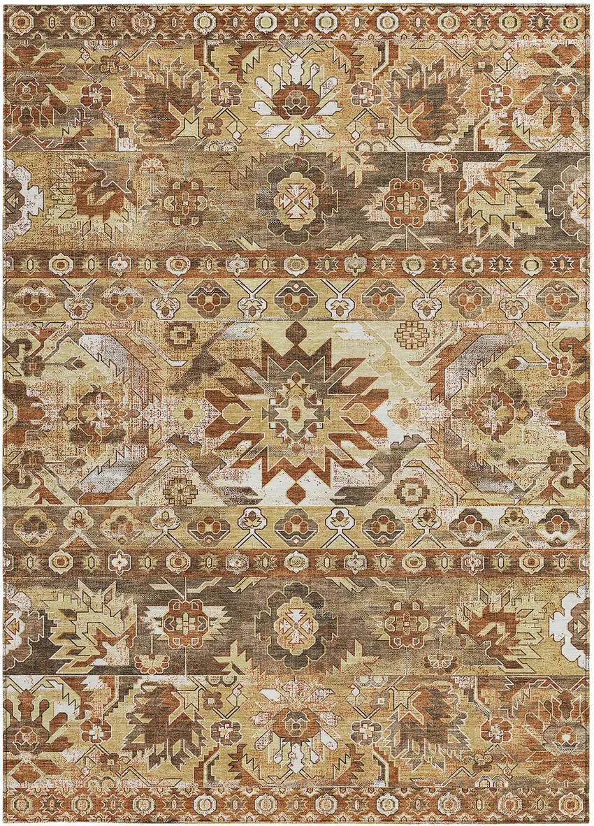 Gold And Saffron Cactus Washable Indoor Outdoor Area Rug Photo 3