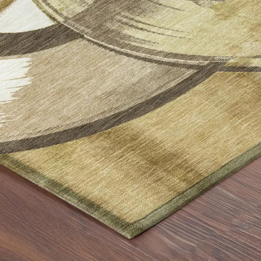 Gold And Saffron Geometric Washable Indoor Outdoor Area Rug Photo 4