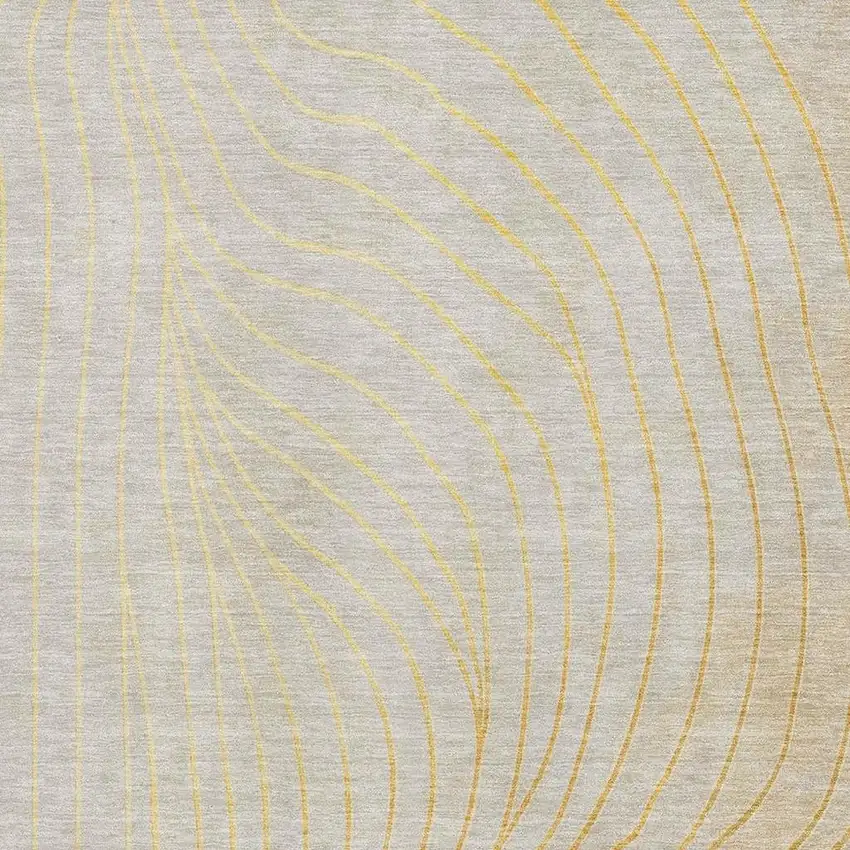 Gold And Silver Abstract Washable Area Rug With UV Protection Photo 3