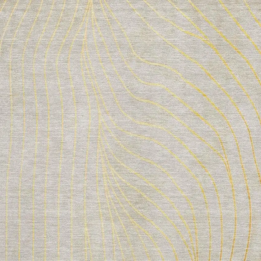 Gold And Silver Abstract Washable Area Rug With UV Protection Photo 7