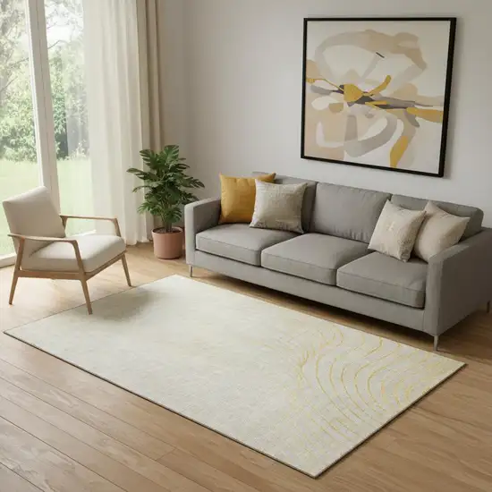 Gold And Silver Abstract Washable Area Rug With UV Protection Photo 2