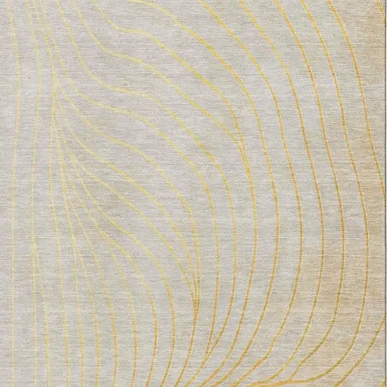 Gold And Silver Abstract Washable Area Rug With UV Protection Photo 3