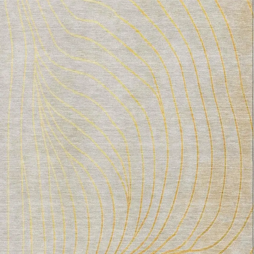 Gold And Silver Abstract Washable Area Rug With UV Protection Photo 3
