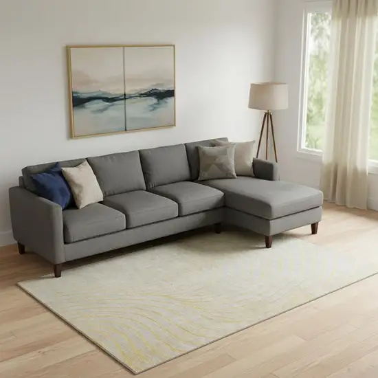 Gold And Silver Abstract Washable Area Rug With UV Protection Photo 2