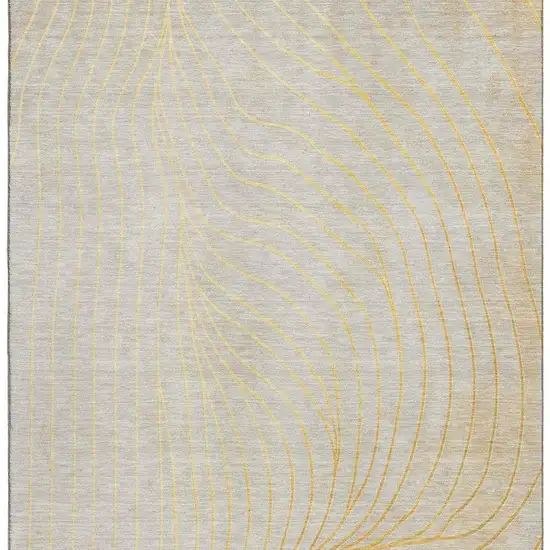 Gold And Silver Abstract Washable Area Rug With UV Protection Photo 4