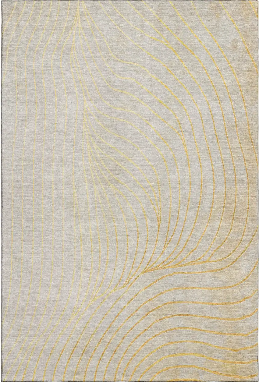 Gold And Silver Abstract Washable Area Rug With UV Protection Photo 1