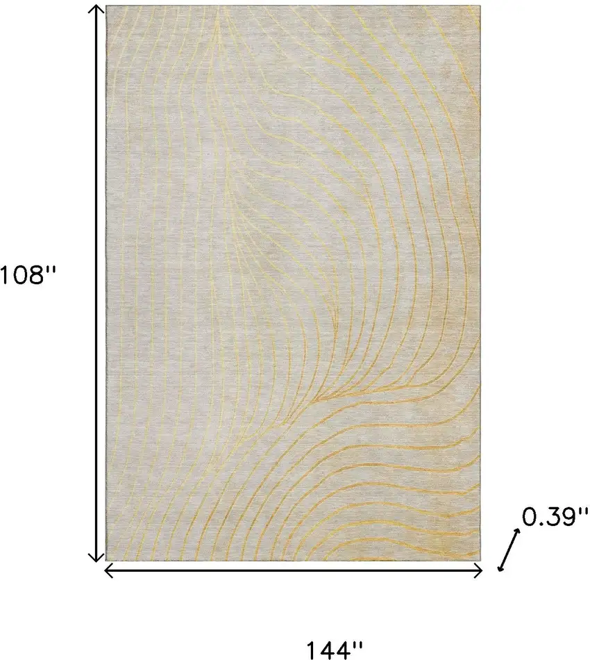 Gold And Silver Abstract Washable Area Rug With UV Protection Photo 9