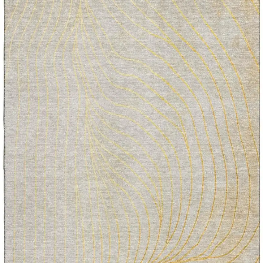 Gold And Silver Abstract Washable Area Rug With UV Protection Photo 4