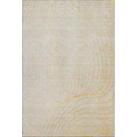 Gold And Silver Abstract Washable Area Rug With UV Protection Photo 1