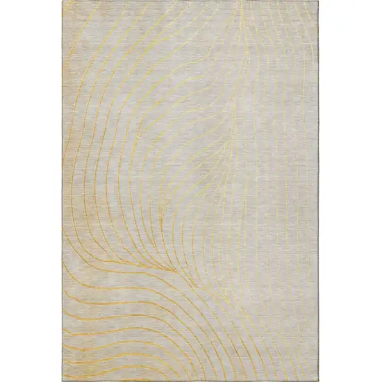 Gold And Silver Abstract Washable Area Rug With UV Protection Photo 4