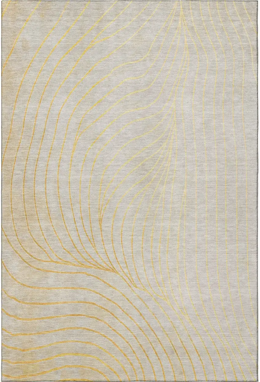 Gold And Silver Abstract Washable Area Rug With UV Protection Photo 4
