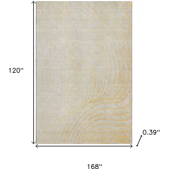 Gold And Silver Abstract Washable Area Rug With UV Protection Photo 9