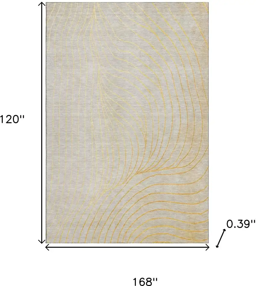 Gold And Silver Abstract Washable Area Rug With UV Protection Photo 9