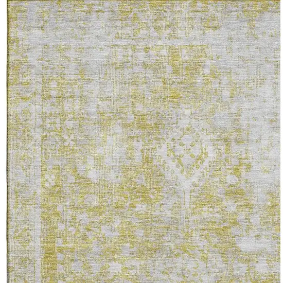 Gold And Silver Oriental Washable Area Rug With UV Protection Photo 2