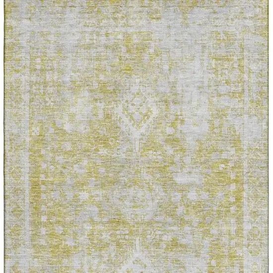 Gold And Silver Oriental Washable Area Rug With UV Protection Photo 3