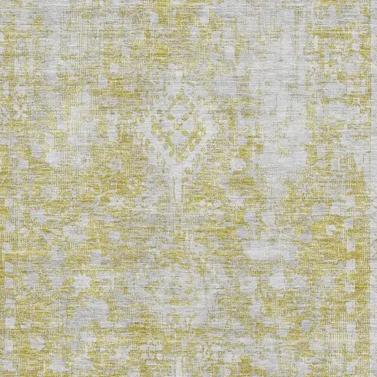 Gold And Silver Oriental Washable Area Rug With UV Protection Photo 2