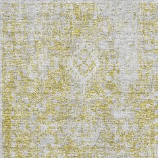 Gold And Silver Oriental Washable Area Rug With UV Protection Photo 2