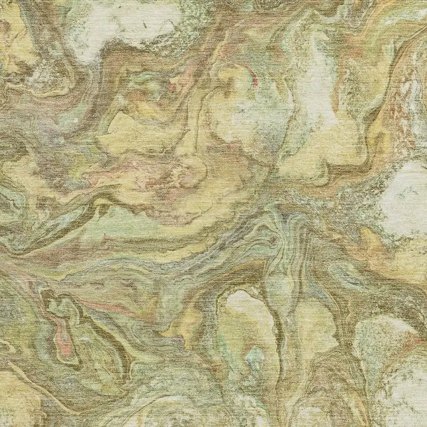 Gold And Taupe Abstract Washable Indoor Outdoor Area Rug Photo 3