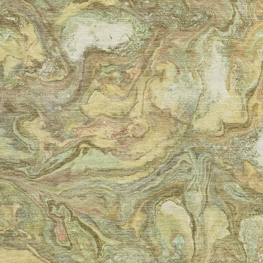 Gold And Taupe Abstract Washable Indoor Outdoor Area Rug Photo 3