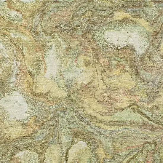 Gold And Taupe Abstract Washable Indoor Outdoor Area Rug Photo 3