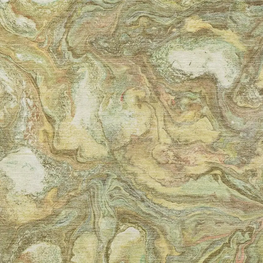 Gold And Taupe Abstract Washable Indoor Outdoor Area Rug Photo 3