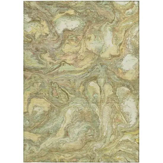 Gold And Taupe Abstract Washable Indoor Outdoor Area Rug Photo 4