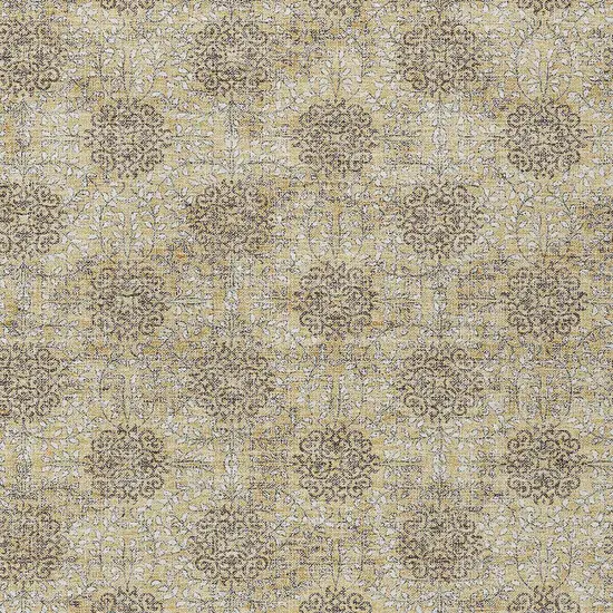 Gold And Taupe Damask Washable Indoor Outdoor Area Rug Photo 6