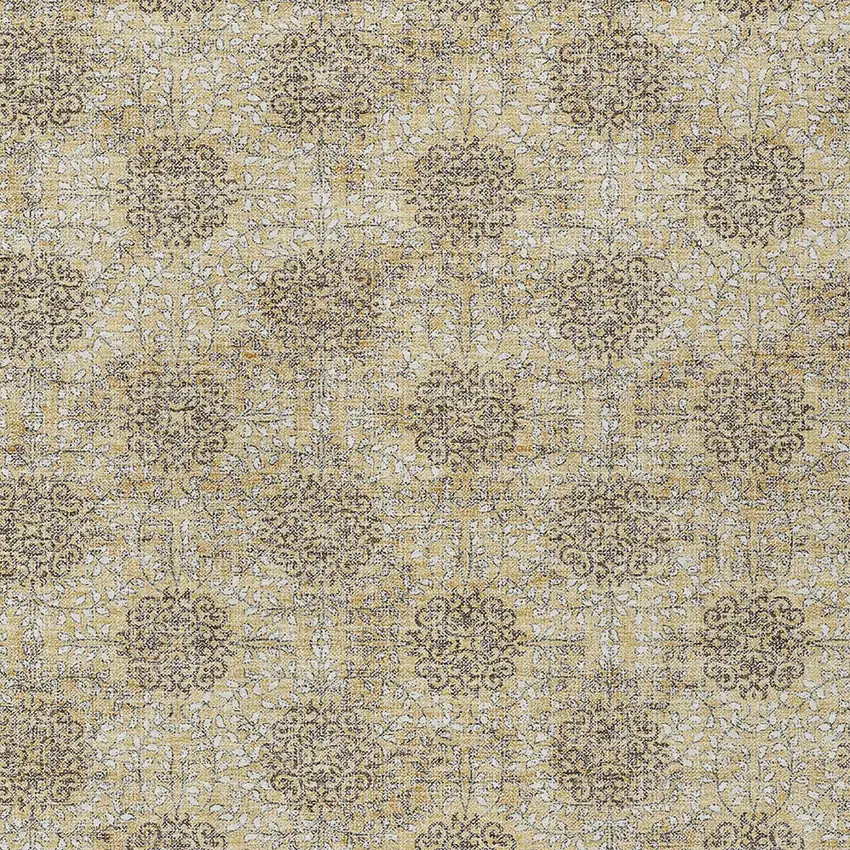 Gold And Taupe Damask Washable Indoor Outdoor Area Rug Photo 6