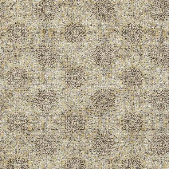 Gold And Taupe Damask Washable Indoor Outdoor Area Rug Photo 4