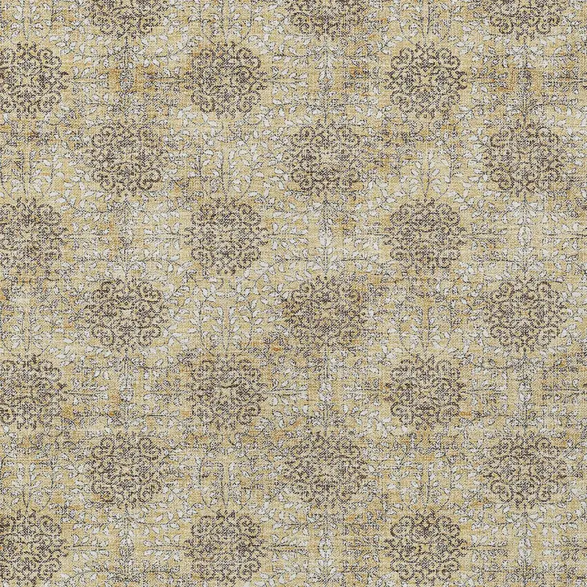 Gold And Taupe Damask Washable Indoor Outdoor Area Rug Photo 6