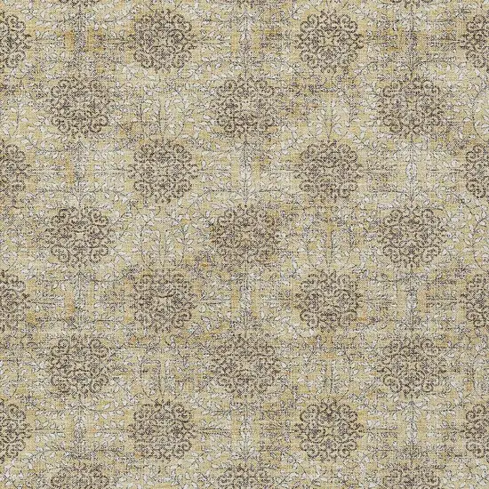 Gold And Taupe Damask Washable Indoor Outdoor Area Rug Photo 4