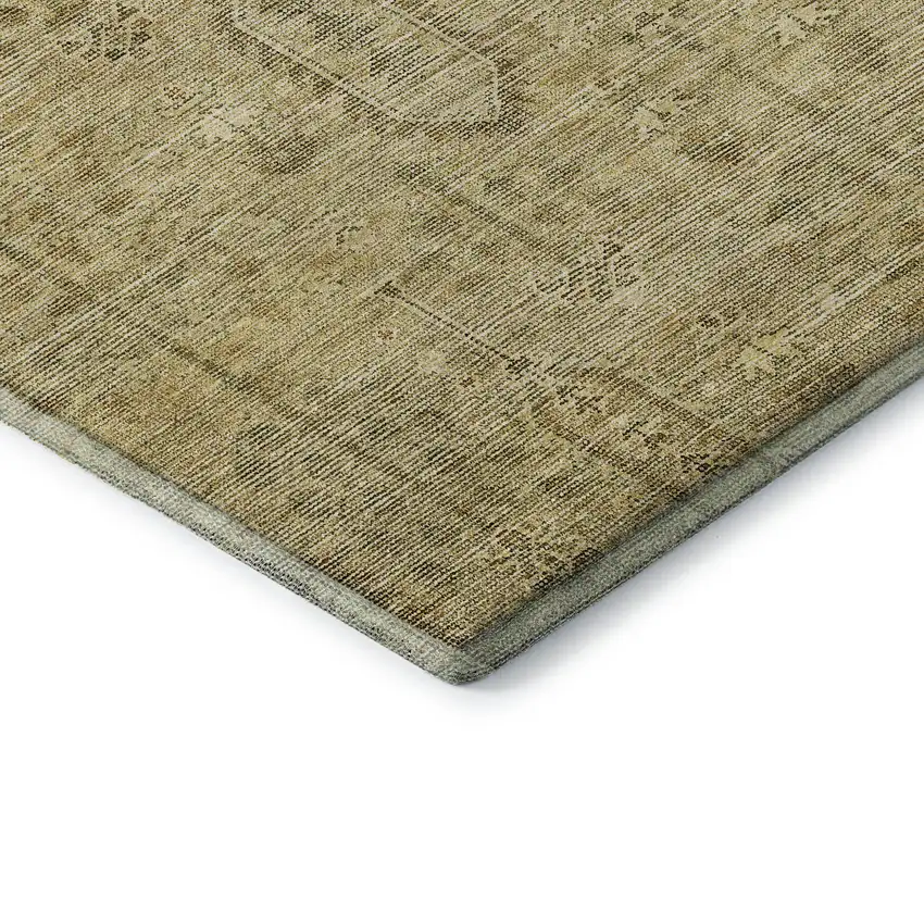 Gold And Taupe Southwestern Washable Area Rug With UV Protection Photo 7