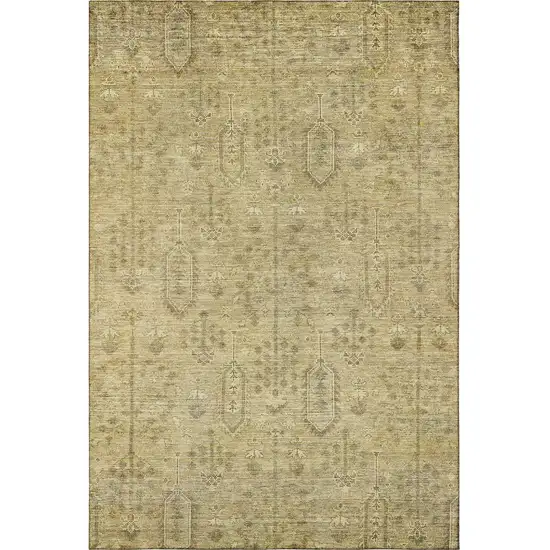 Gold And Taupe Southwestern Washable Area Rug With UV Protection Photo 3