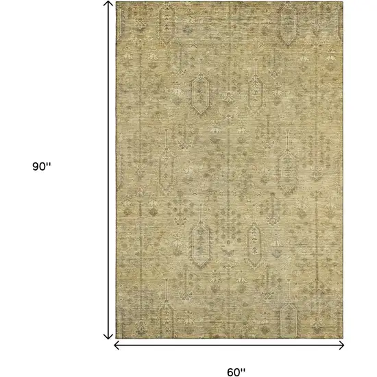 Gold And Taupe Southwestern Washable Area Rug With UV Protection Photo 3