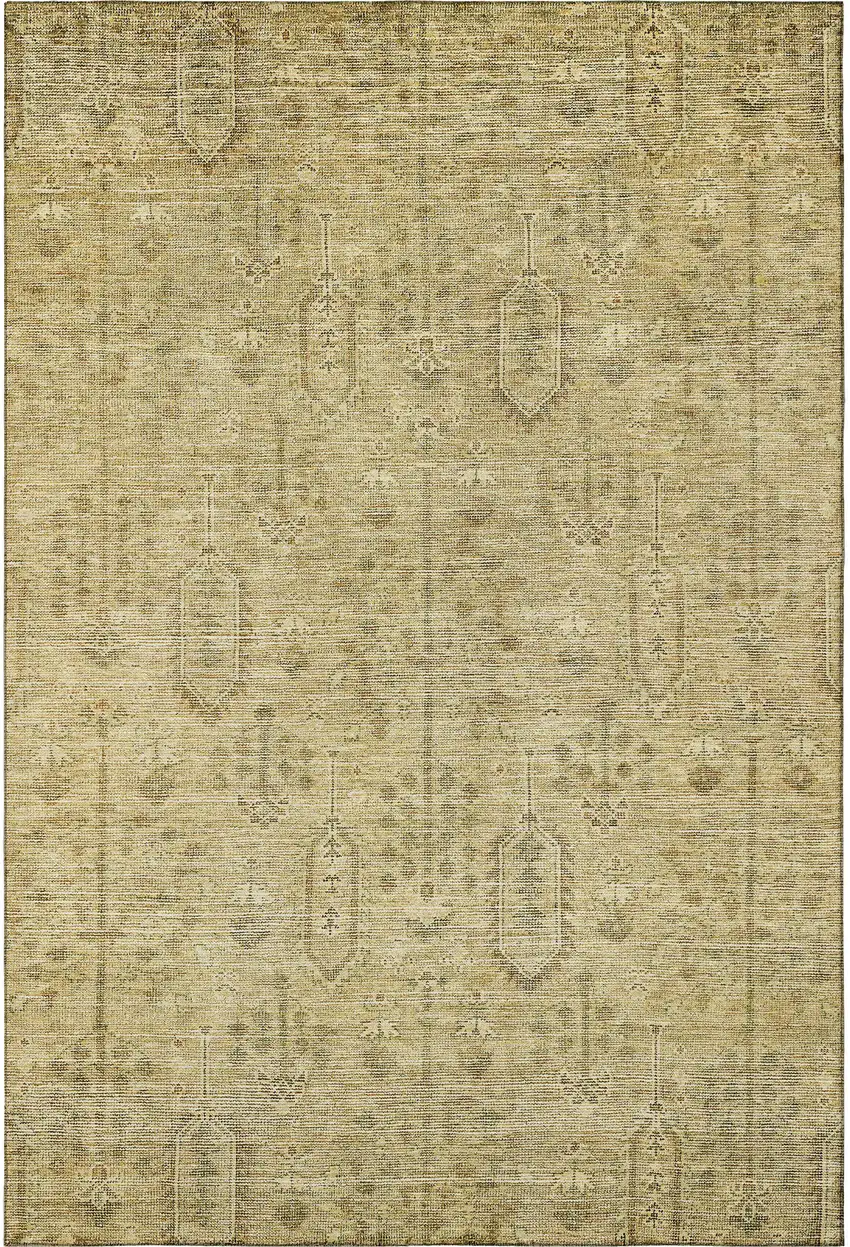 Gold And Taupe Southwestern Washable Area Rug With UV Protection Photo 3