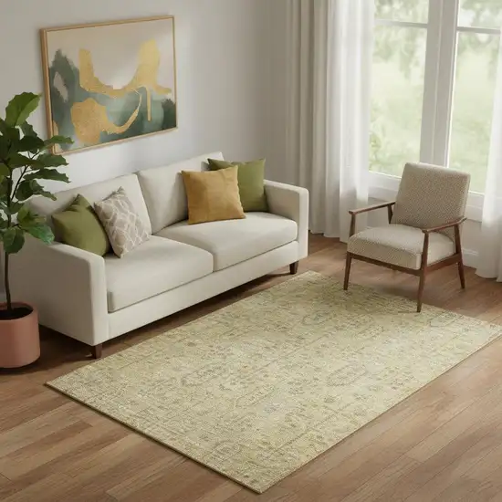 Gold And Taupe Southwestern Washable Area Rug With UV Protection Photo 1