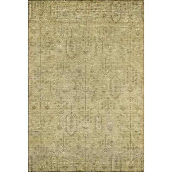 Gold And Taupe Southwestern Washable Area Rug With UV Protection Photo 1