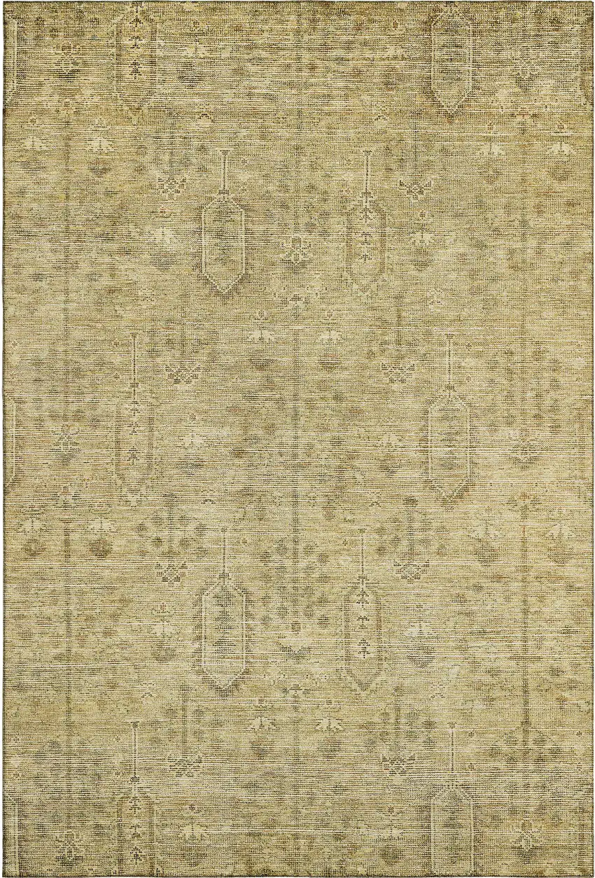 Gold And Taupe Southwestern Washable Area Rug With UV Protection Photo 1