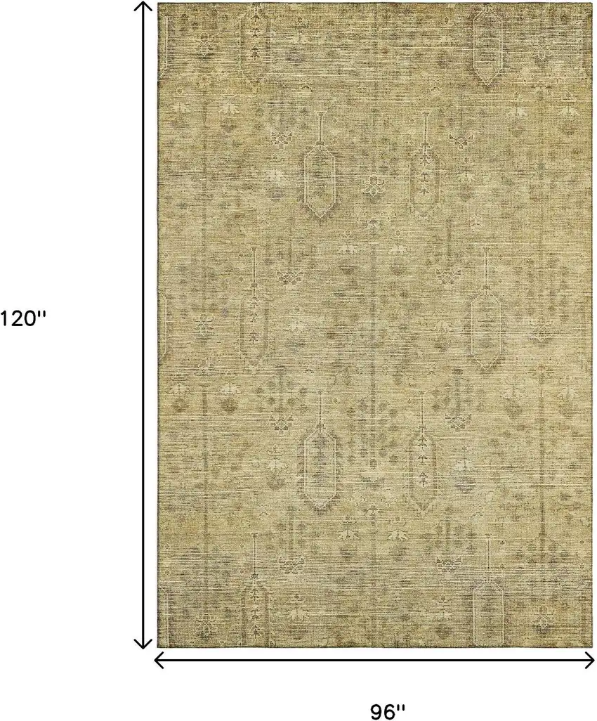 Gold And Taupe Southwestern Washable Area Rug With UV Protection Photo 3