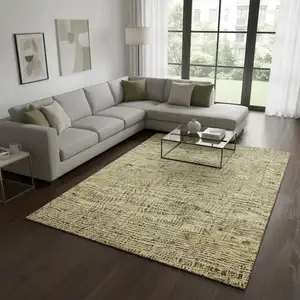 Photo of Gold And Taupe Southwestern Washable Area Rug With UV Protection