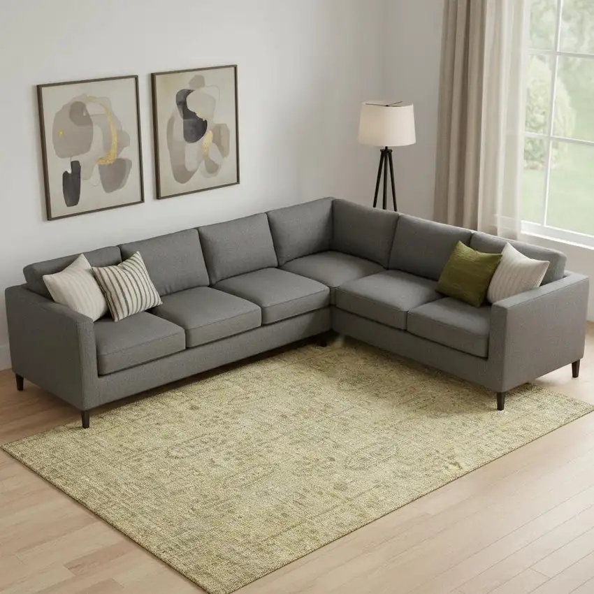 Gold And Taupe Southwestern Washable Area Rug With UV Protection Photo 1