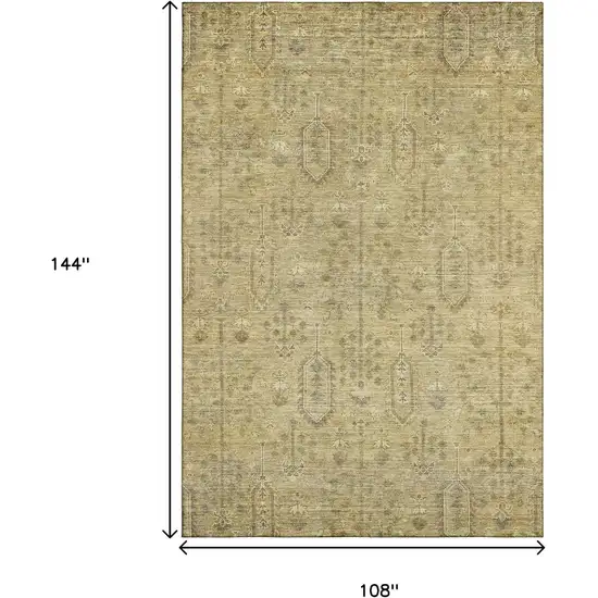 Gold And Taupe Southwestern Washable Area Rug With UV Protection Photo 3