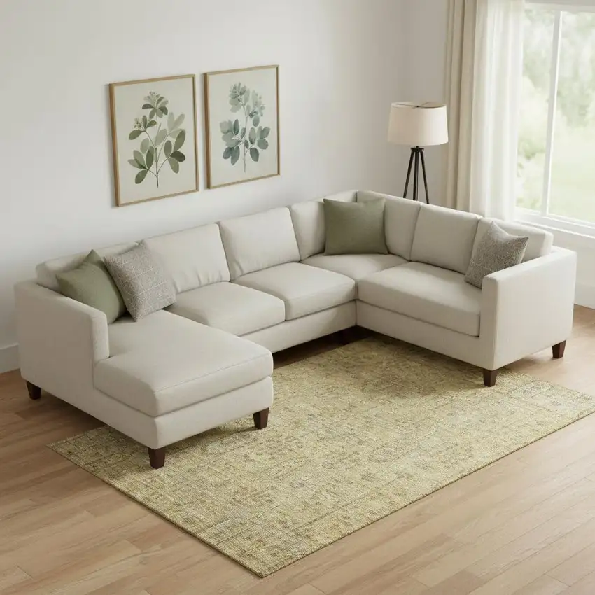 Gold And Taupe Southwestern Washable Area Rug With UV Protection Photo 1