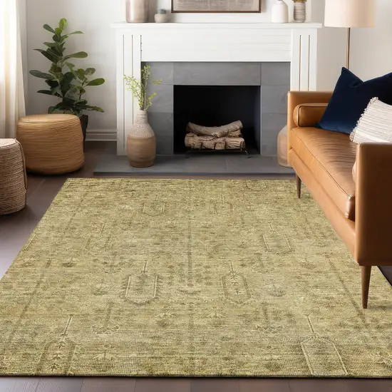 Gold And Taupe Southwestern Washable Area Rug With UV Protection Photo 6