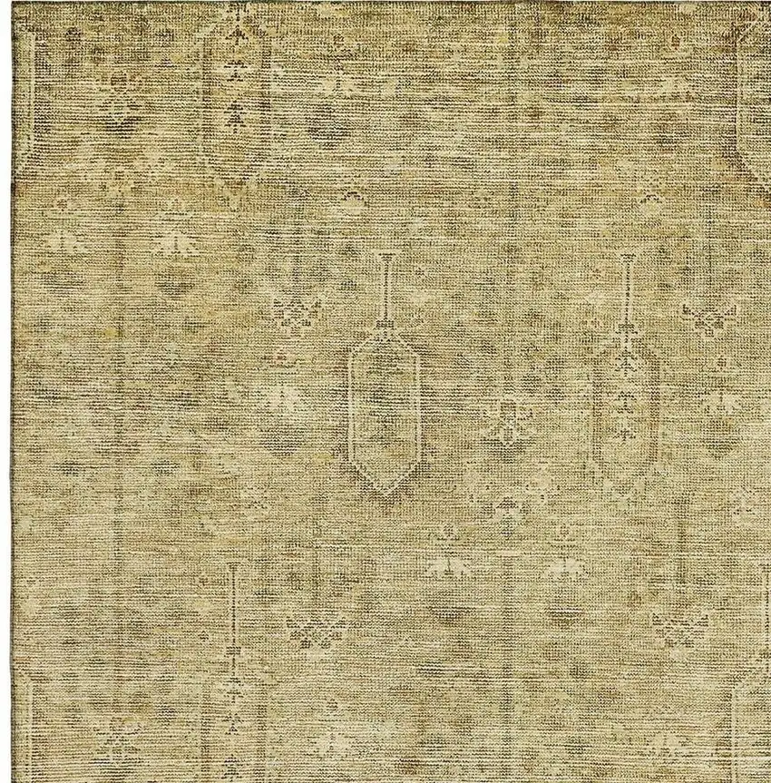 Gold And Taupe Southwestern Washable Area Rug With UV Protection Photo 3