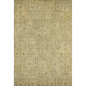 Photo of Gold And Taupe Southwestern Washable Area Rug With UV Protection