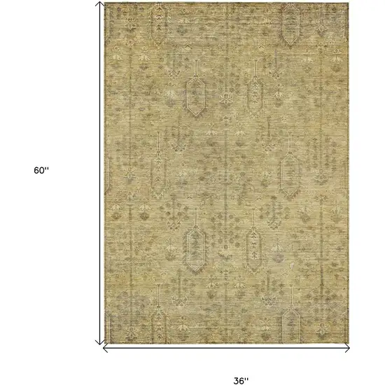 Gold And Taupe Southwestern Washable Indoor Outdoor Area Rug Photo 7
