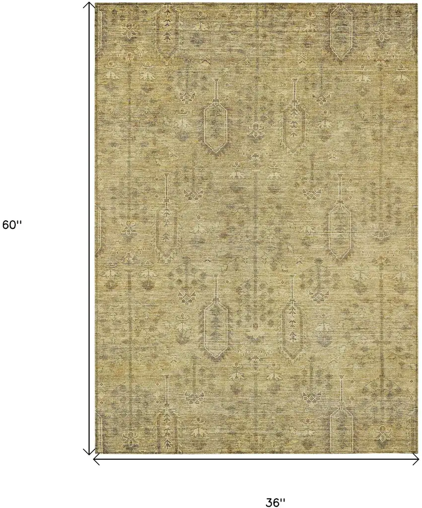 Gold And Taupe Southwestern Washable Indoor Outdoor Area Rug Photo 7