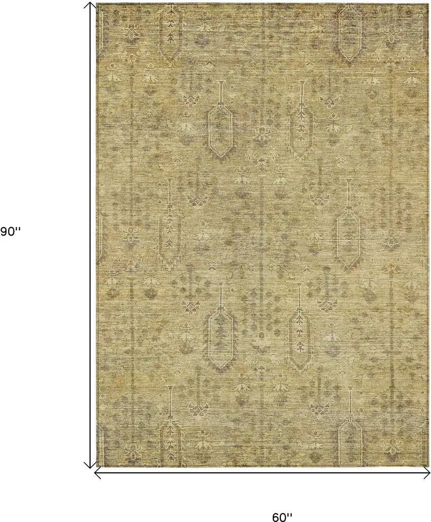 Gold And Taupe Southwestern Washable Indoor Outdoor Area Rug Photo 3